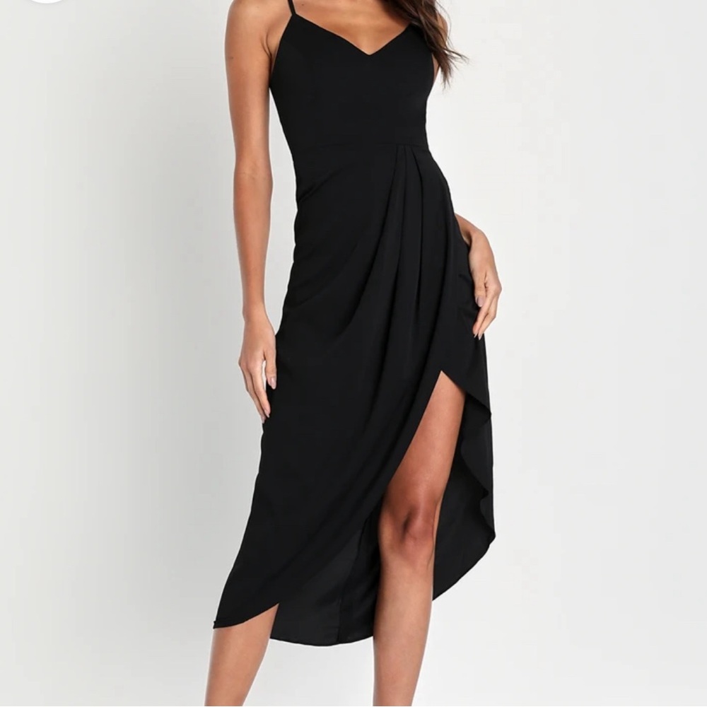 Lulus Reinette Black Midi Dress